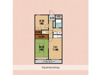 アルビオンシティー朝霞(2DK/3階)の間取り写真