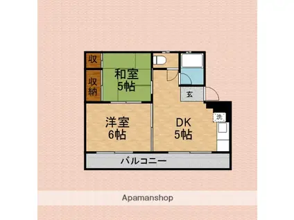 セントラルマンション(2DK/4階)の間取り写真