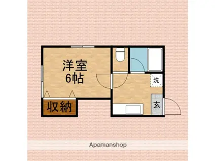 バンブーハイツ(1K/2階)の間取り写真