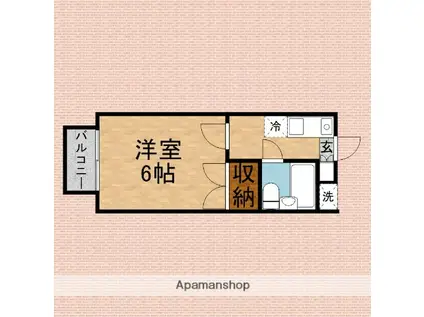 オレンジロード(1K/1階)の間取り写真