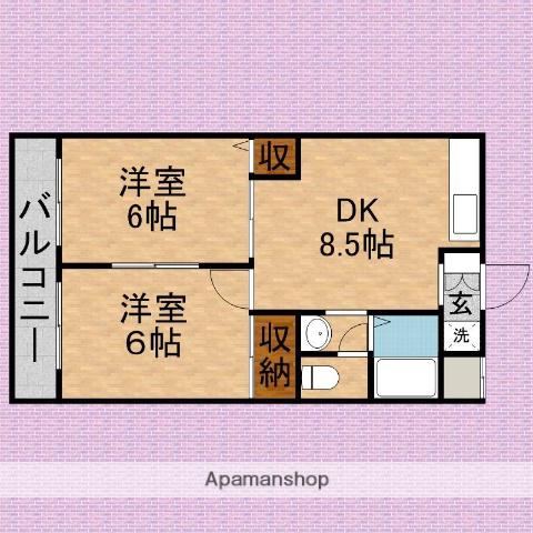 ホワイトパレスパートⅡ(2DK/2階)の間取り写真