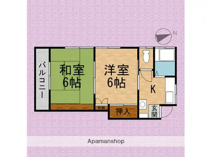 コートヒル朝霞(2K/1階)の間取り写真