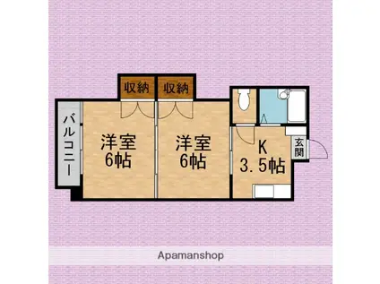 ペアーパレス(2K/2階)の間取り写真