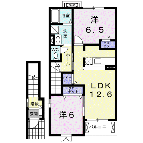 ピアフィールドⅡ(2LDK/2階)の間取り写真