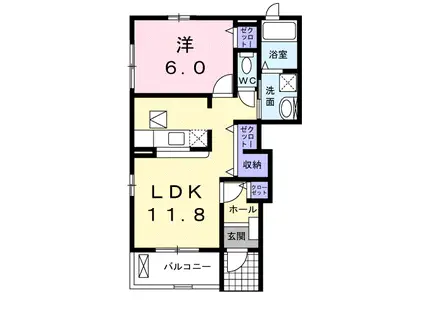 カーサグランデ(1LDK/1階)の間取り写真