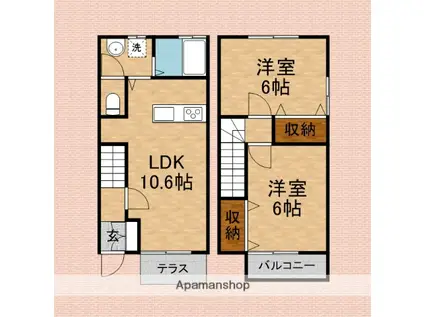 ガーデンのびとめB(2LDK)の間取り写真