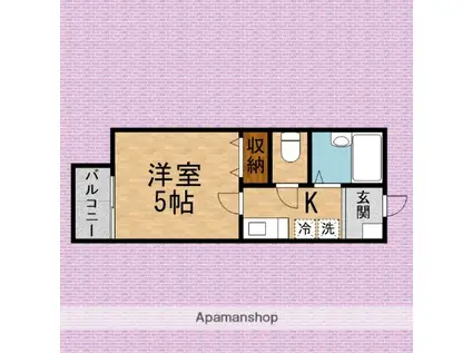 エステートガーデン新座(1K/1階)の間取り写真