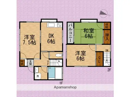 熊谷テラス(3DK)の間取り写真