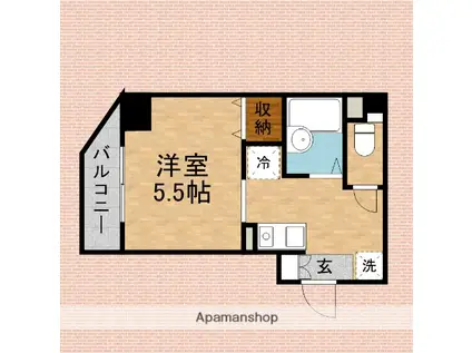 セイコーガーデンⅢ(1K/6階)の間取り写真