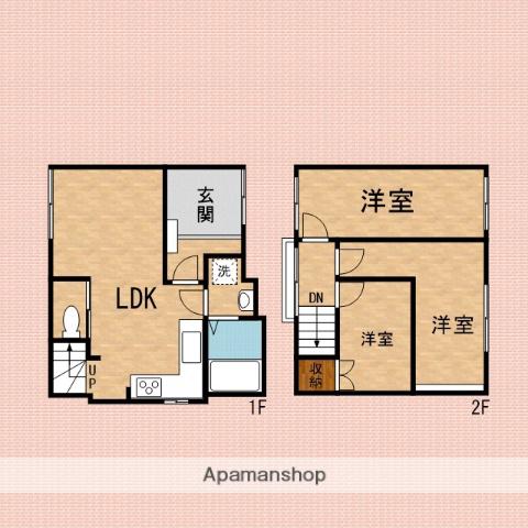 東武鉄道東上線 志木駅 徒歩17分 2階建 築61年(3LDK)の間取り写真