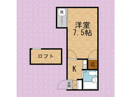 鶴瀬第15(1K/1階)の間取り写真