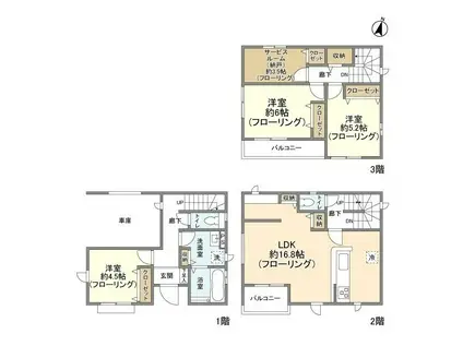 東武鉄道東上線 柳瀬川駅 徒歩19分 3階建 築3年(3SLDK)の間取り写真