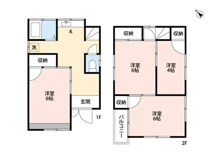 東武鉄道東上線 みずほ台駅 徒歩21分 2階建 築57年(4K)の間取り写真