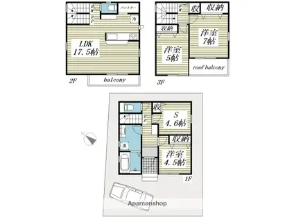 武蔵野線 北朝霞駅 徒歩38分 3階建 築3年(3SLDK)の間取り写真