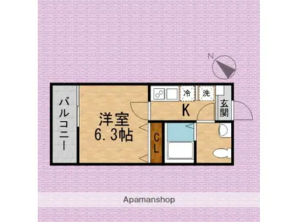キャメル南古谷駅前通C棟(1K/2階)の間取り写真