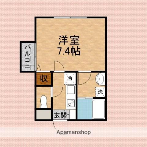 メイプルタウンⅢ(1K/3階)の間取り写真