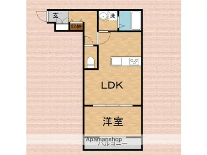 CARO志木(1LDK/1階)の間取り写真