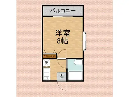 サンハイム皆川(1K/2階)の間取り写真