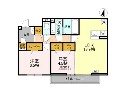プレジール(2LDK/3階)の間取り写真