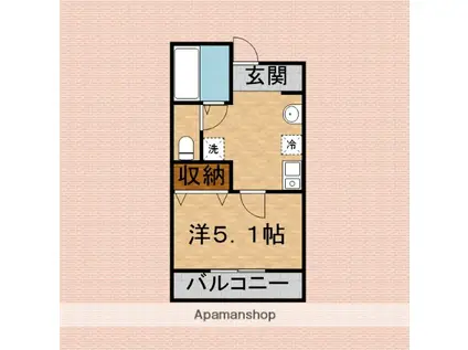 MELDIA新座 Ⅱ(1K/1階)の間取り写真