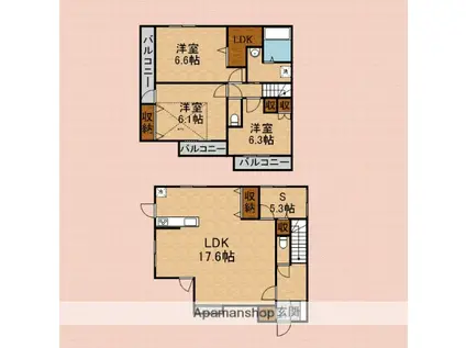 東武鉄道東上線 上福岡駅 徒歩19分 2階建 築1年(3SLDK)の間取り写真