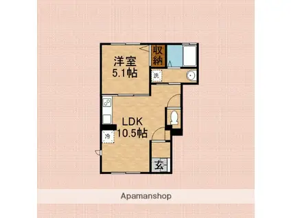 NOBLE TIARA(1LDK/1階)の間取り写真