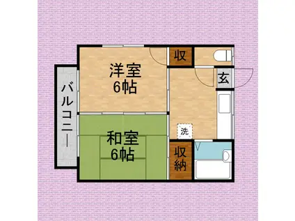 メゾン榎本(2DK/2階)の間取り写真