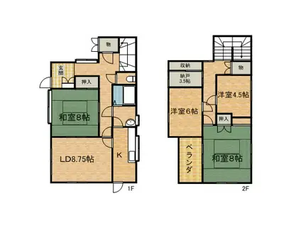 武蔵野線 北朝霞駅 徒歩12分 2階建 築45年(4SLDK)の間取り写真