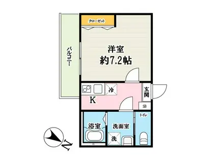 キャメル川越並木8(1K/1階)の間取り写真