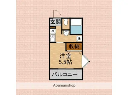 MELLAS新座Ⅱ(1K/1階)の間取り写真