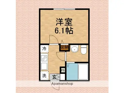 CRANE GARDEN鶴瀬(1K/2階)の間取り写真