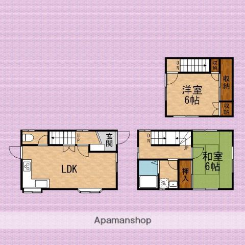 東武鉄道東上線 鶴瀬駅 徒歩7分 3階建 築38年(2LDK)の間取り写真