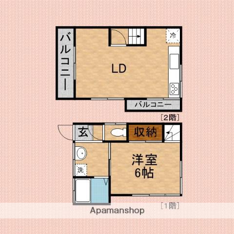 東武鉄道東上線 志木駅 徒歩37分 2階建 築55年(1LDK)の間取り写真