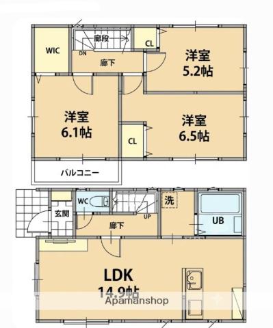武蔵野線 新座駅 徒歩45分 2階建 築3年(3LDK)の間取り写真