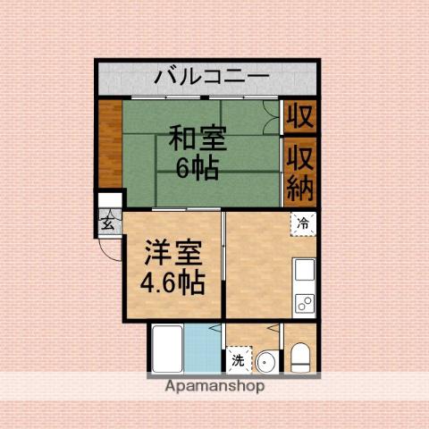 東裏ハイツ(2DK/3階)の間取り写真