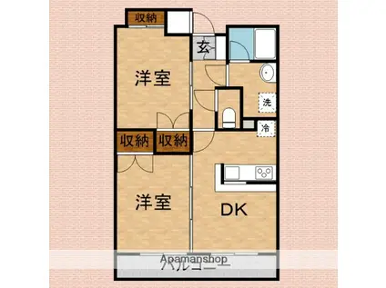 コンソラーレ(2DK/1階)の間取り写真