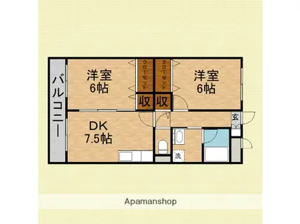 エレガンスライム(2DK/3階)の間取り写真