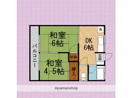 コーポ峰(2K/2階)の間取り写真