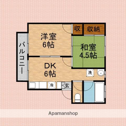 コーポ新井第1(2DK/2階)の間取り写真