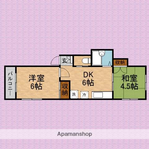 宮澤ハイツ(2DK/2階)の間取り写真