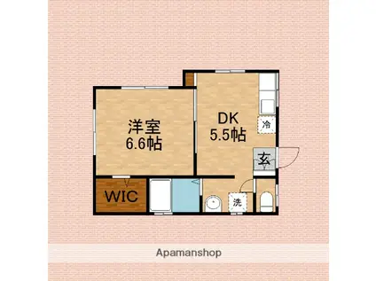 ツインホープ(1DK/2階)の間取り写真