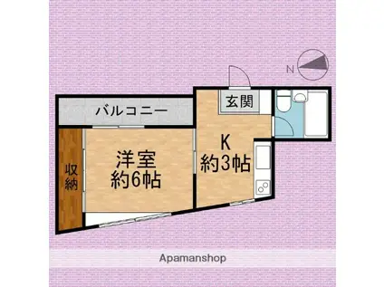 セピア三芳(1K/2階)の間取り写真