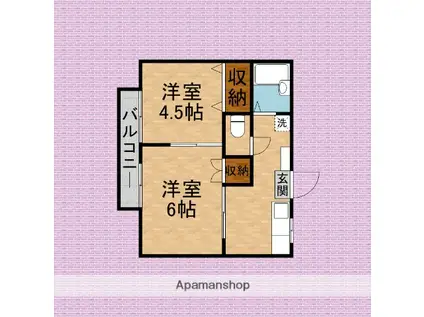 サマックス・シャローム(2K/2階)の間取り写真