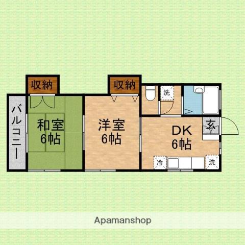 レモンハウスⅡB棟(2DK/1階)の間取り写真