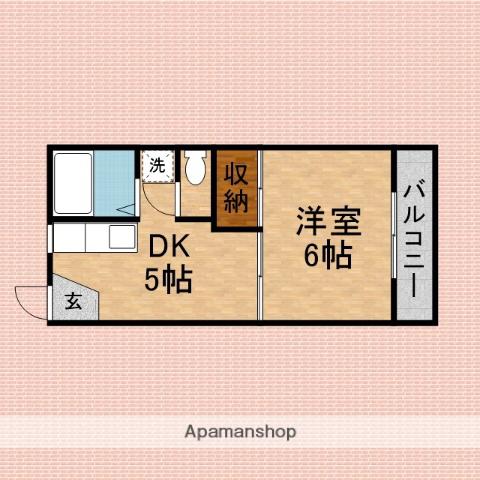 旭ハイツ(1DK/2階)の間取り写真