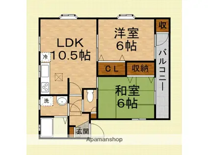 ディアコート志木(2LDK/2階)の間取り写真