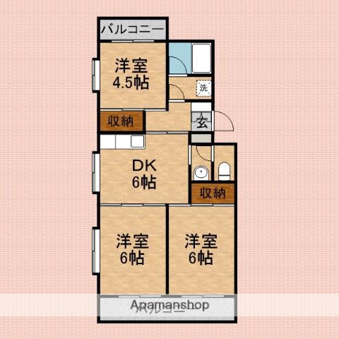 JUN上福岡(3DK/3階)の間取り写真
