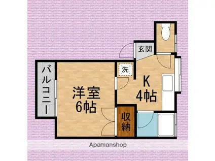 ドミール南台(1K/1階)の間取り写真