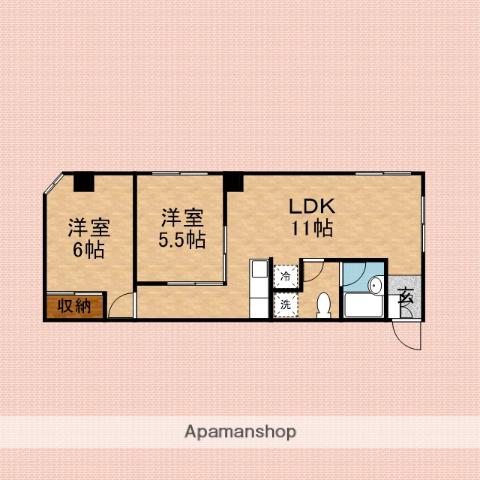 ニューテックスビル(2LDK/5階)の間取り写真