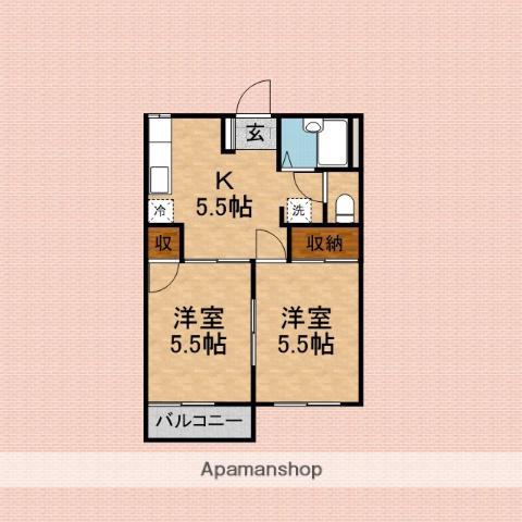 カーサビアンカA・B(2K/1階)の間取り写真